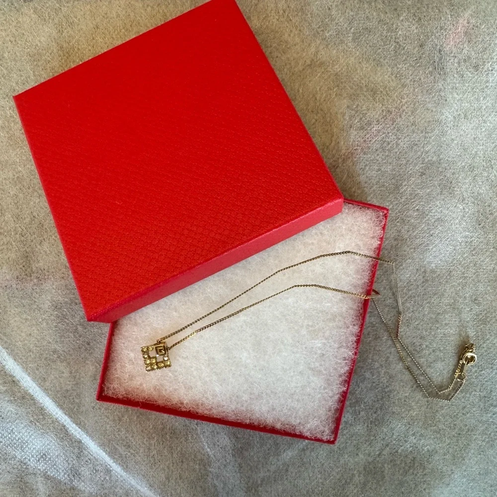 Givenchy Gold Plated Pendant Necklace with Rhinestones - Picture 6 of 6